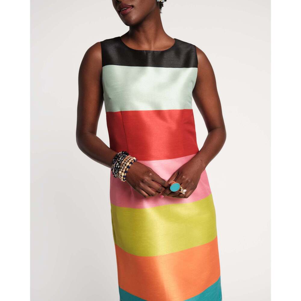 Sleeveless Column Maxi Dress - Rainbow Stripe - Picture 3 of 6